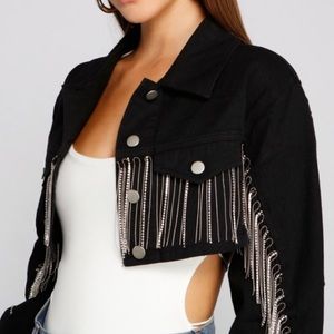 Black Tassel Cropped Jacket (Never Worn)